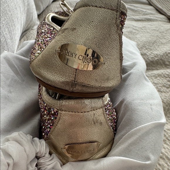 Jimmy Choo Walsh Glittered Leather Ballet Flast - Picture 6 of 7